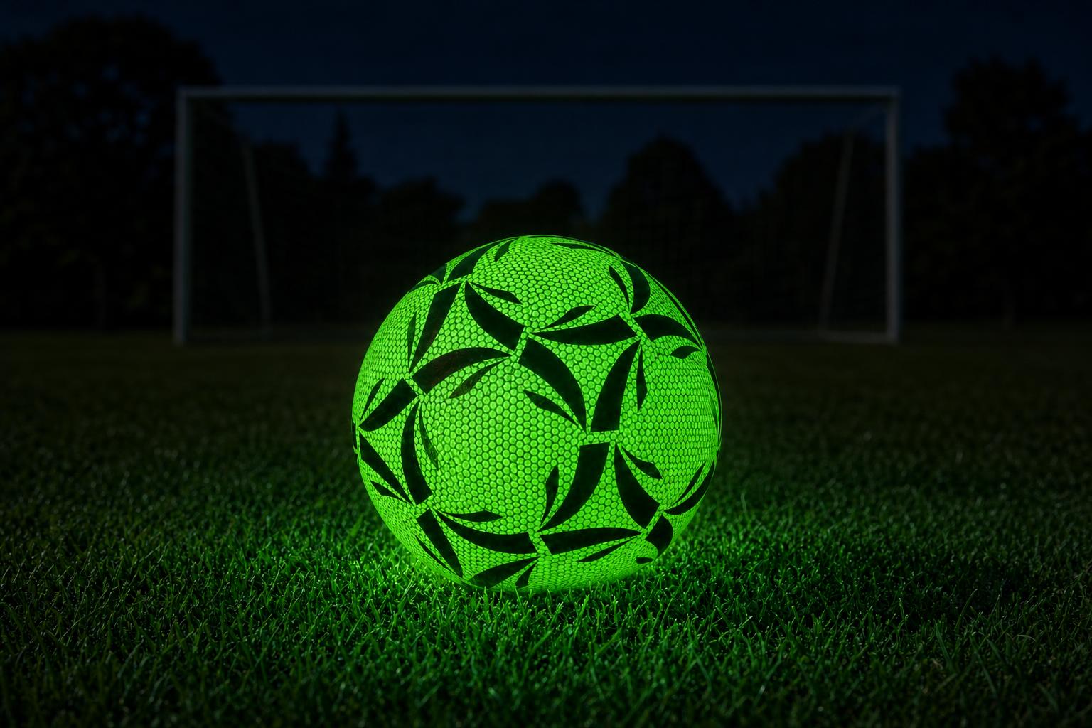El mismo balón brillando de noche